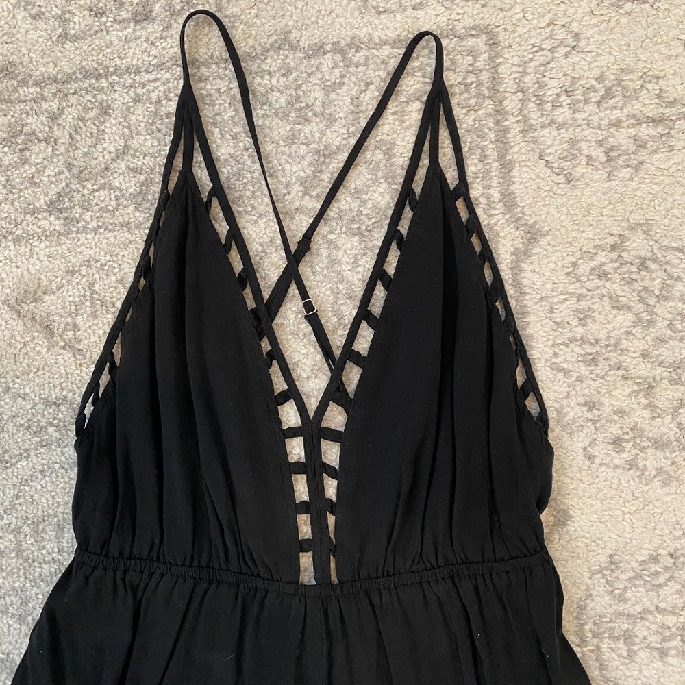 Black Cut-Out Backless Romper Size S